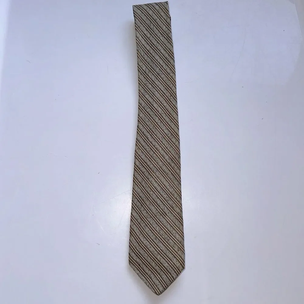 Vintage 50s/ 60s Haband’s TyTweed tan & brown diagonal stripe‎ tie